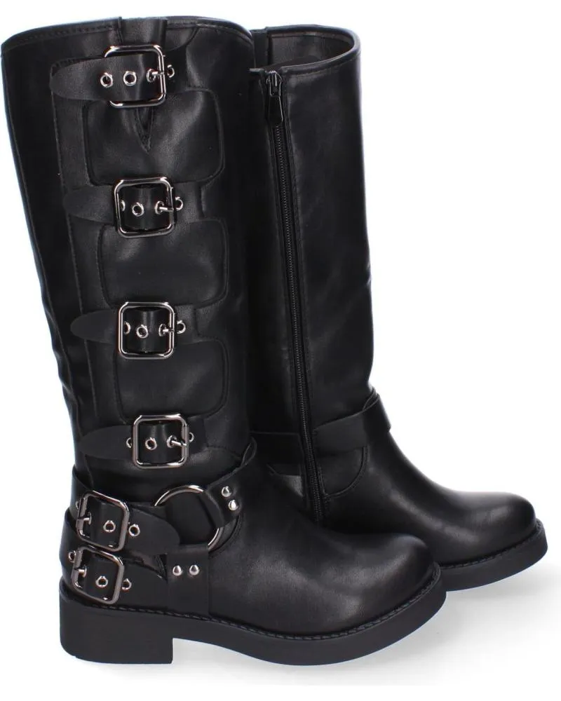 Botas PUNTOSALAO  de Mujer BOTAS ALTAS ESTILO MOTERO HEBILLAS PARA MUJER COLOR NEGRO JW  VARIOS COLORES