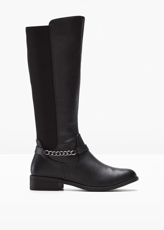 Botines de caña ancha Negro