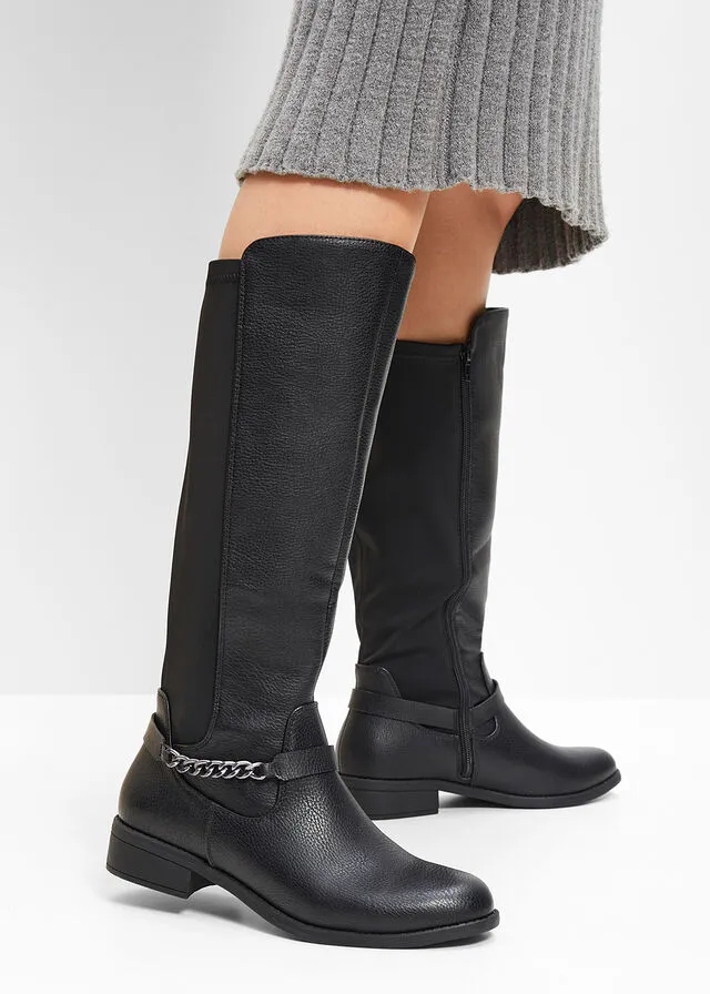 Botines de caña ancha Negro