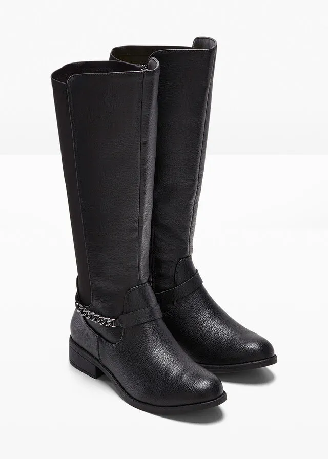 Botines de caña ancha Negro