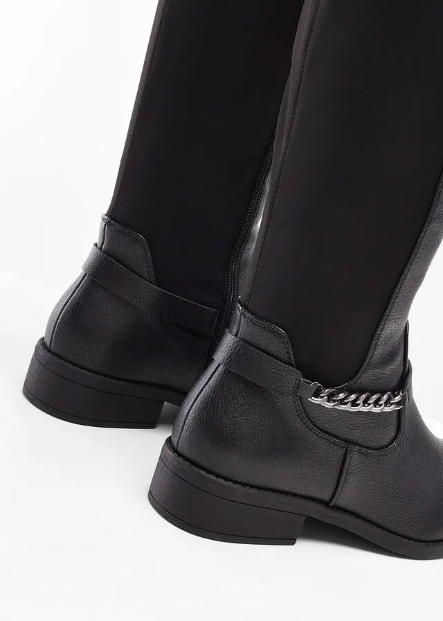 Botines de caña ancha Negro