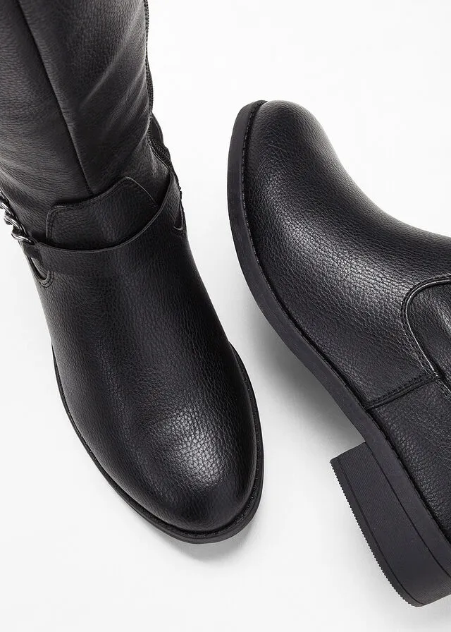 Botines de caña ancha Negro