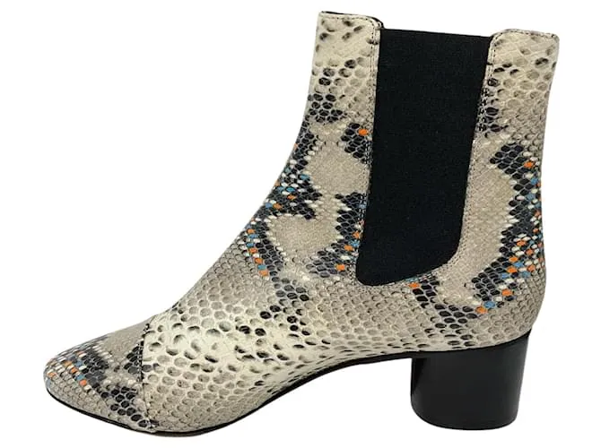 Botines de cuero con estampado de serpiente multicolor marfil Isabel Marant Crudo 