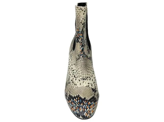 Botines de cuero con estampado de serpiente multicolor marfil Isabel Marant Crudo 
