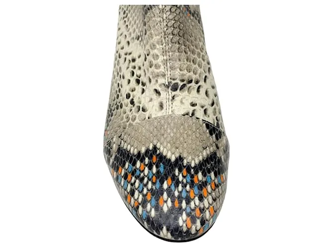 Botines de cuero con estampado de serpiente multicolor marfil Isabel Marant Crudo 