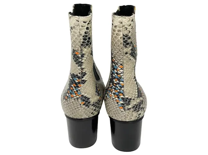 Botines de cuero con estampado de serpiente multicolor marfil Isabel Marant Crudo 