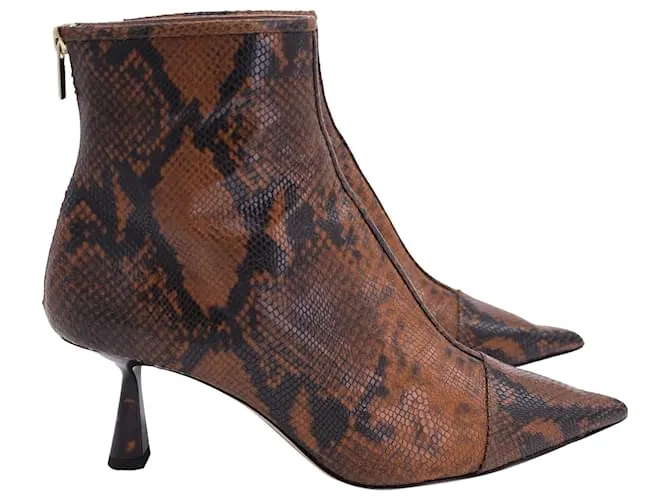Botines de cuero marrón con estampado de serpiente Jimmy Choo Kix Castaño 