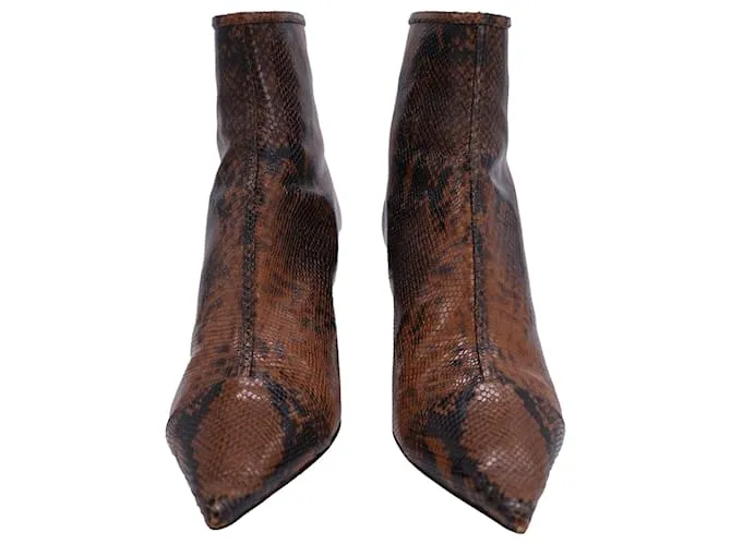 Botines de cuero marrón con estampado de serpiente Jimmy Choo Kix Castaño 
