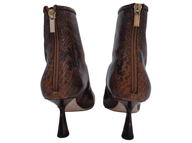 Botines de cuero marrón con estampado de serpiente Jimmy Choo Kix Castaño 