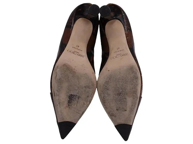 Botines de cuero marrón con estampado de serpiente Jimmy Choo Kix Castaño 