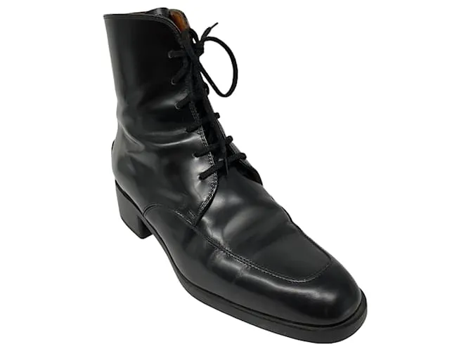Botines de cuero negro con cordones Tod's 