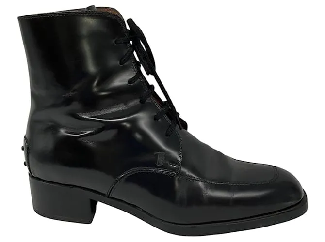 Botines de cuero negro con cordones Tod's 