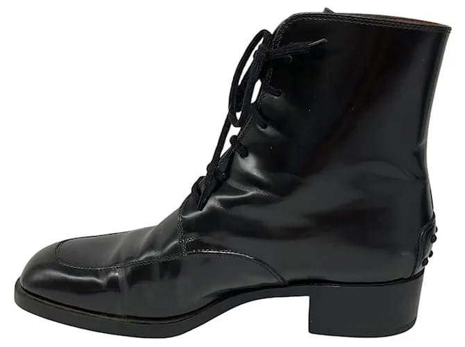 Botines de cuero negro con cordones Tod's 