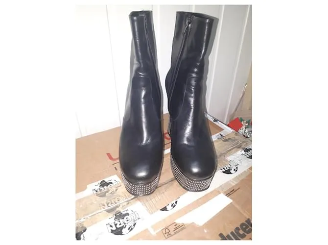 Botines de cuero negro con plataforma Candy de Saint Laurent 37.5 US 7.5 Reino Unido 4.5 