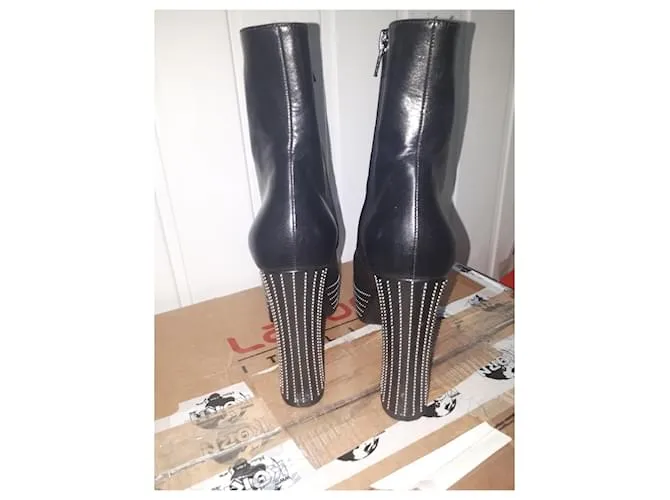 Botines de cuero negro con plataforma Candy de Saint Laurent 37.5 US 7.5 Reino Unido 4.5 