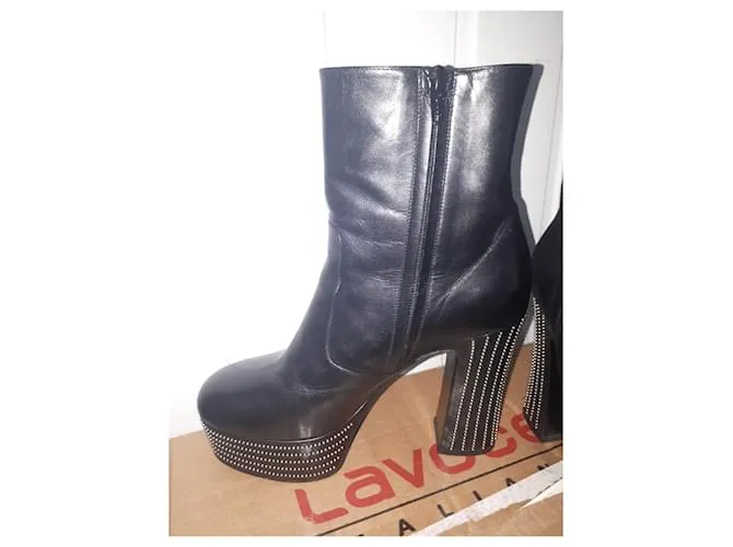 Botines de cuero negro con plataforma Candy de Saint Laurent 37.5 US 7.5 Reino Unido 4.5 