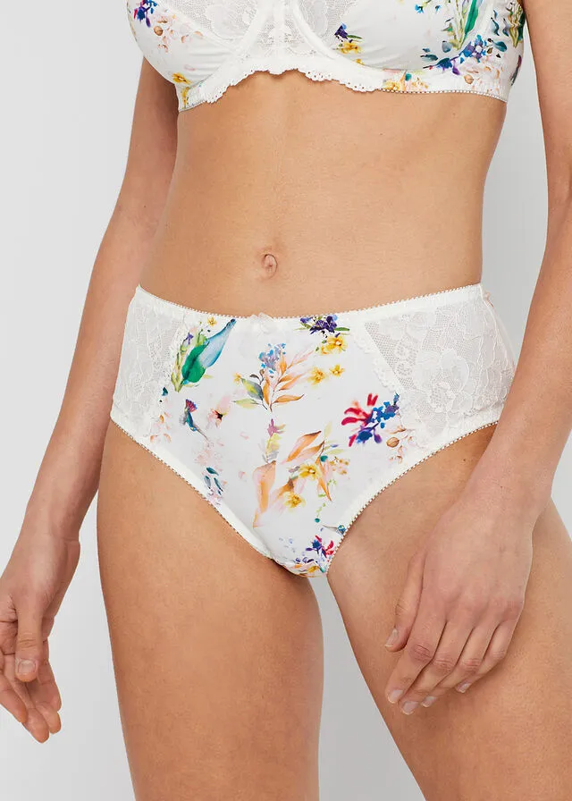 BRAGAS (2 UNIDADES) DE POLIAMIDA RECICLADA BLANCO LANAESTAMPADO DE FLORES + BLANCO LANAESTAMPADO DE FLORES