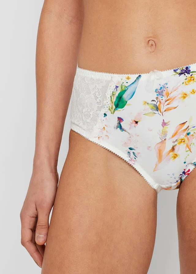 BRAGAS (2 UNIDADES) DE POLIAMIDA RECICLADA BLANCO LANAESTAMPADO DE FLORES + BLANCO LANAESTAMPADO DE FLORES