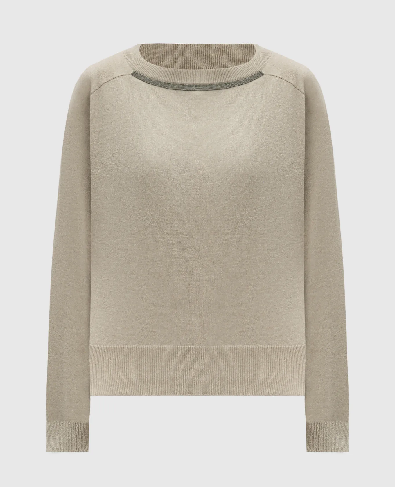 Brunello Cucinelli Beige monil chain cashmere jumper
