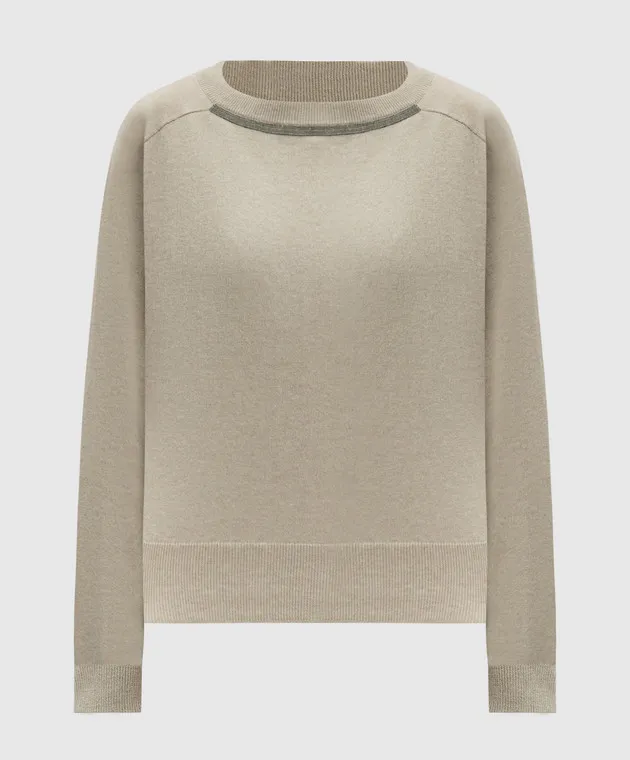 Brunello Cucinelli Beige monil chain cashmere jumper