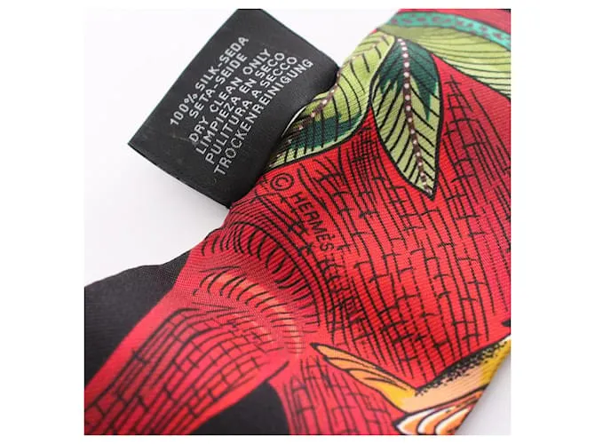 Bufanda de seda Hermès Twilly Tree of Song Negro Multicolor 