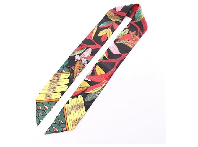 Bufanda de seda Hermès Twilly Tree of Song Negro Multicolor 