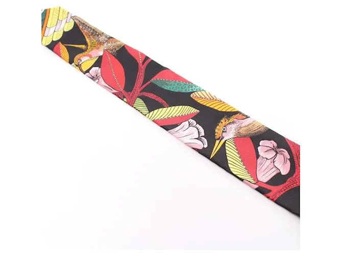 Bufanda de seda Hermès Twilly Tree of Song Negro Multicolor 
