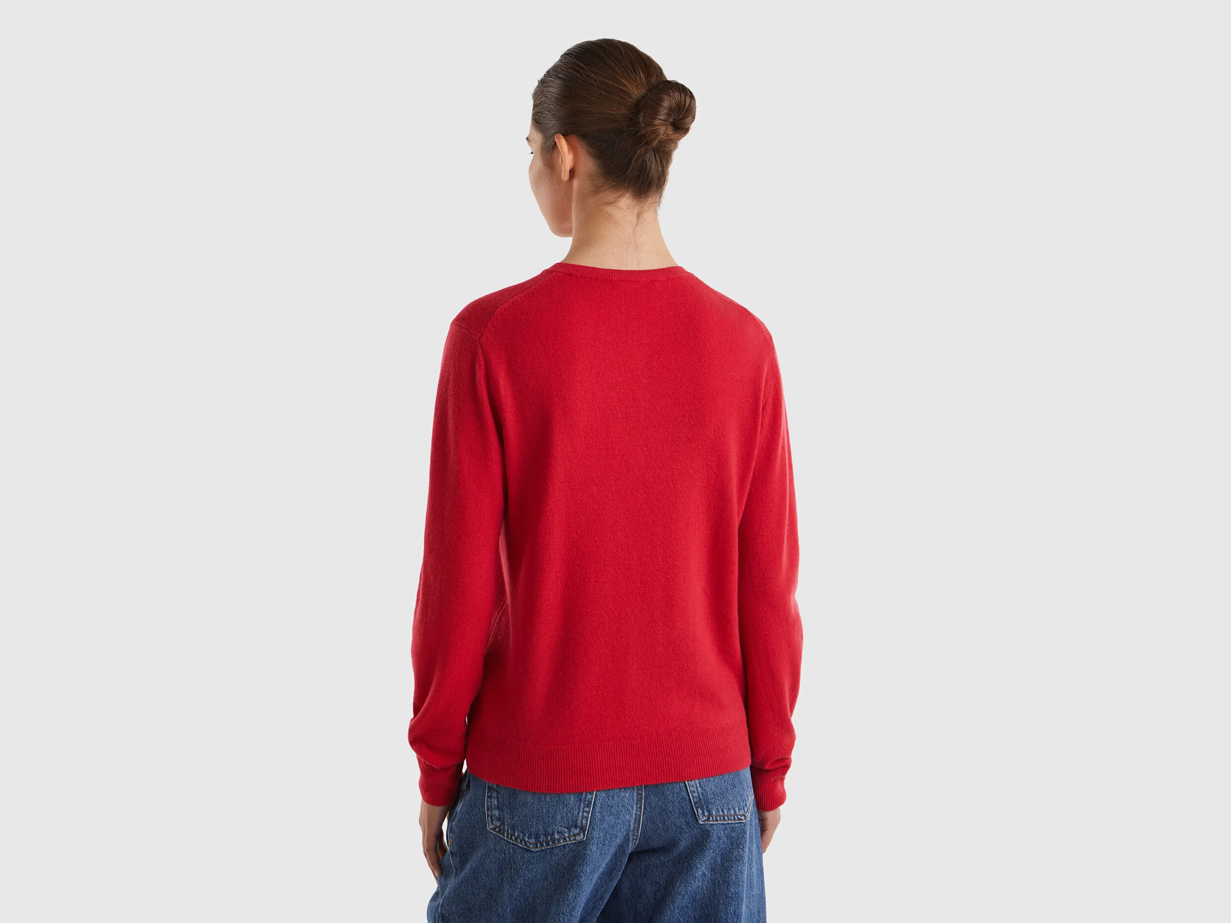 Cárdigan cuello redondo rojo ciruela en pura lana merina