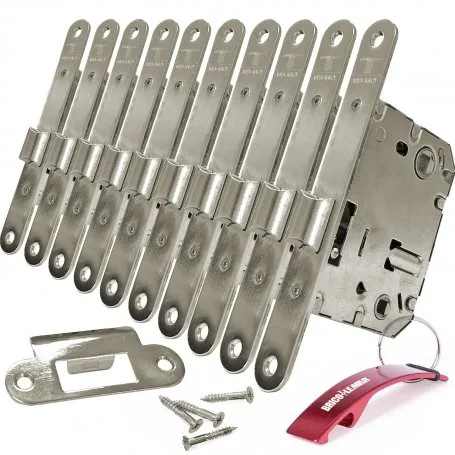 Caja de 10 cerraduras para madera picaporte unificado Tesa 134 U 5R NH niquelado frente redondo