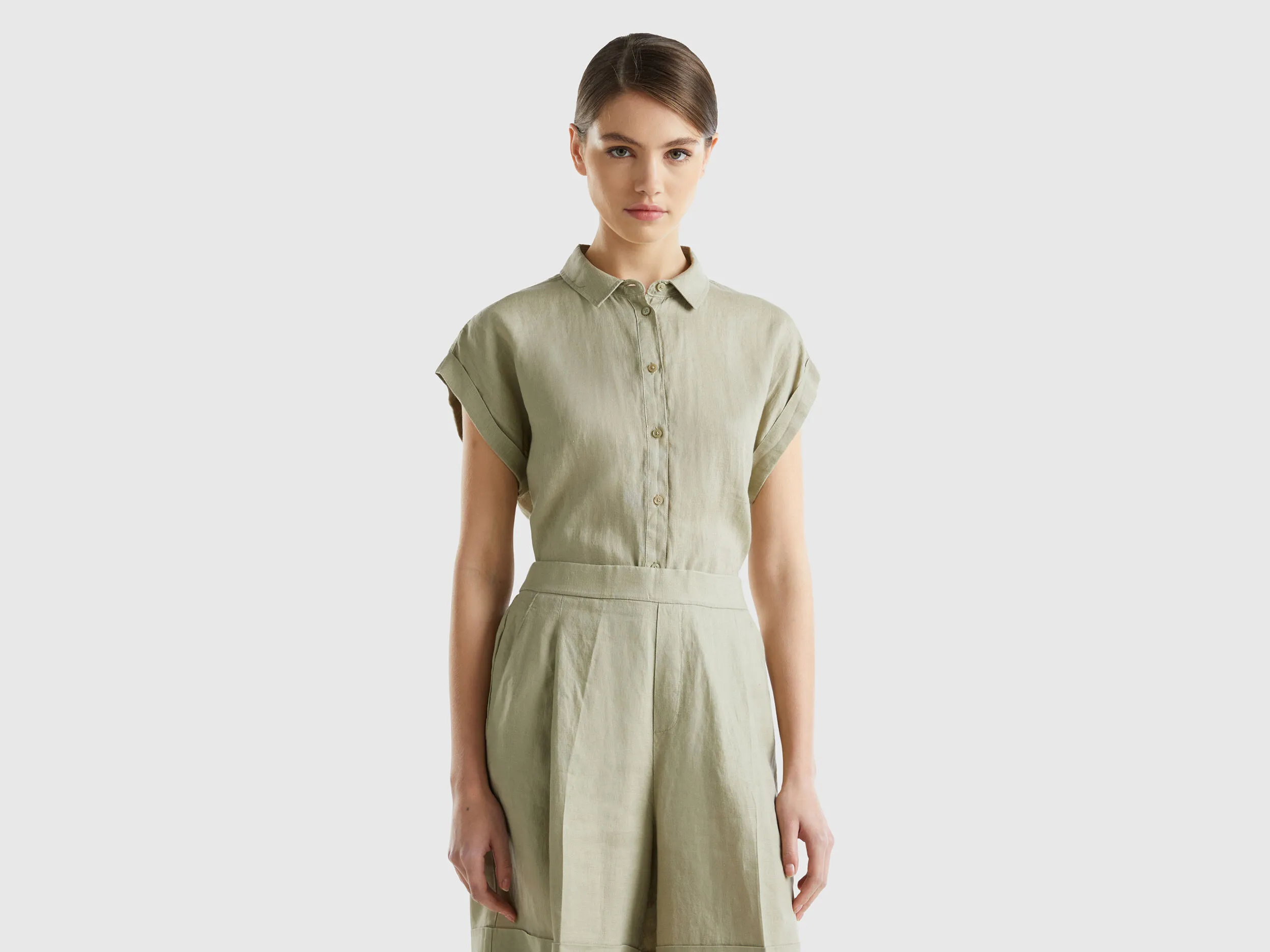 Camisa boxy fit de lino puro