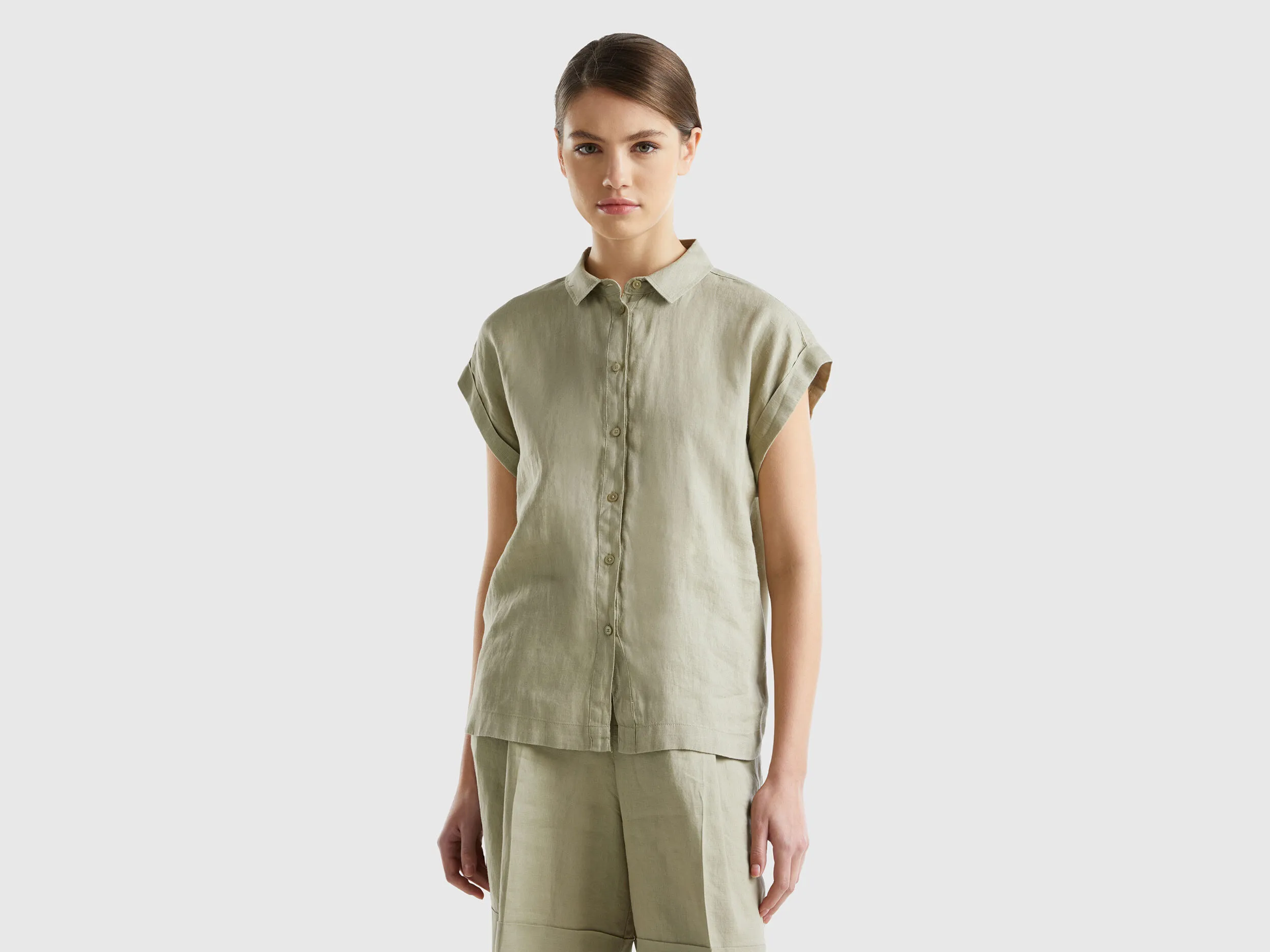Camisa boxy fit de lino puro