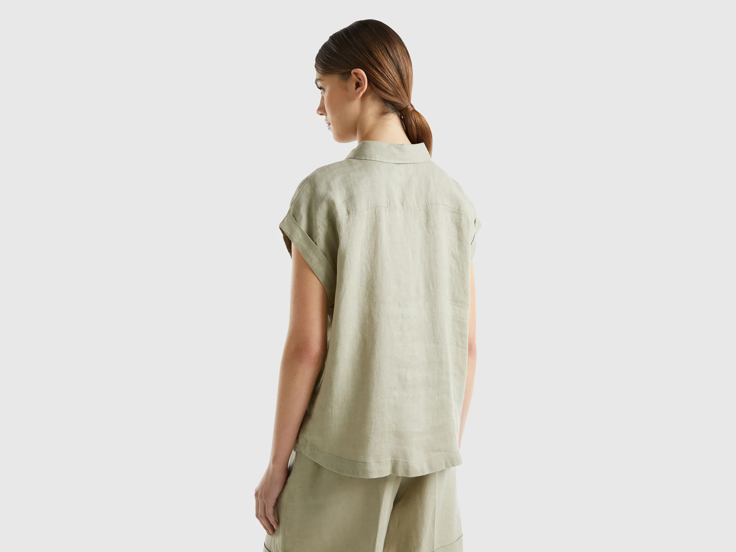 Camisa boxy fit de lino puro