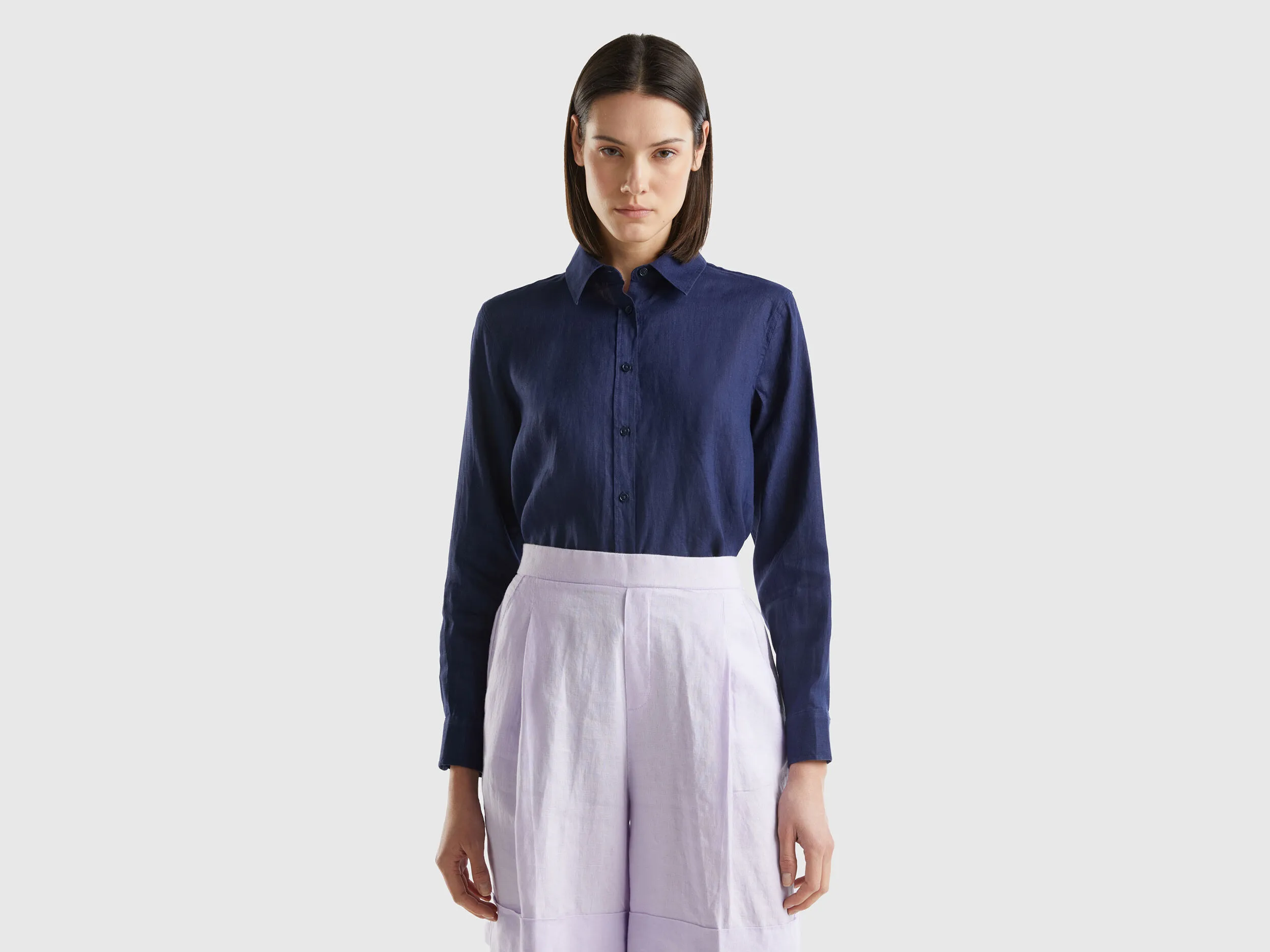 Camisa larga de 100 % lino