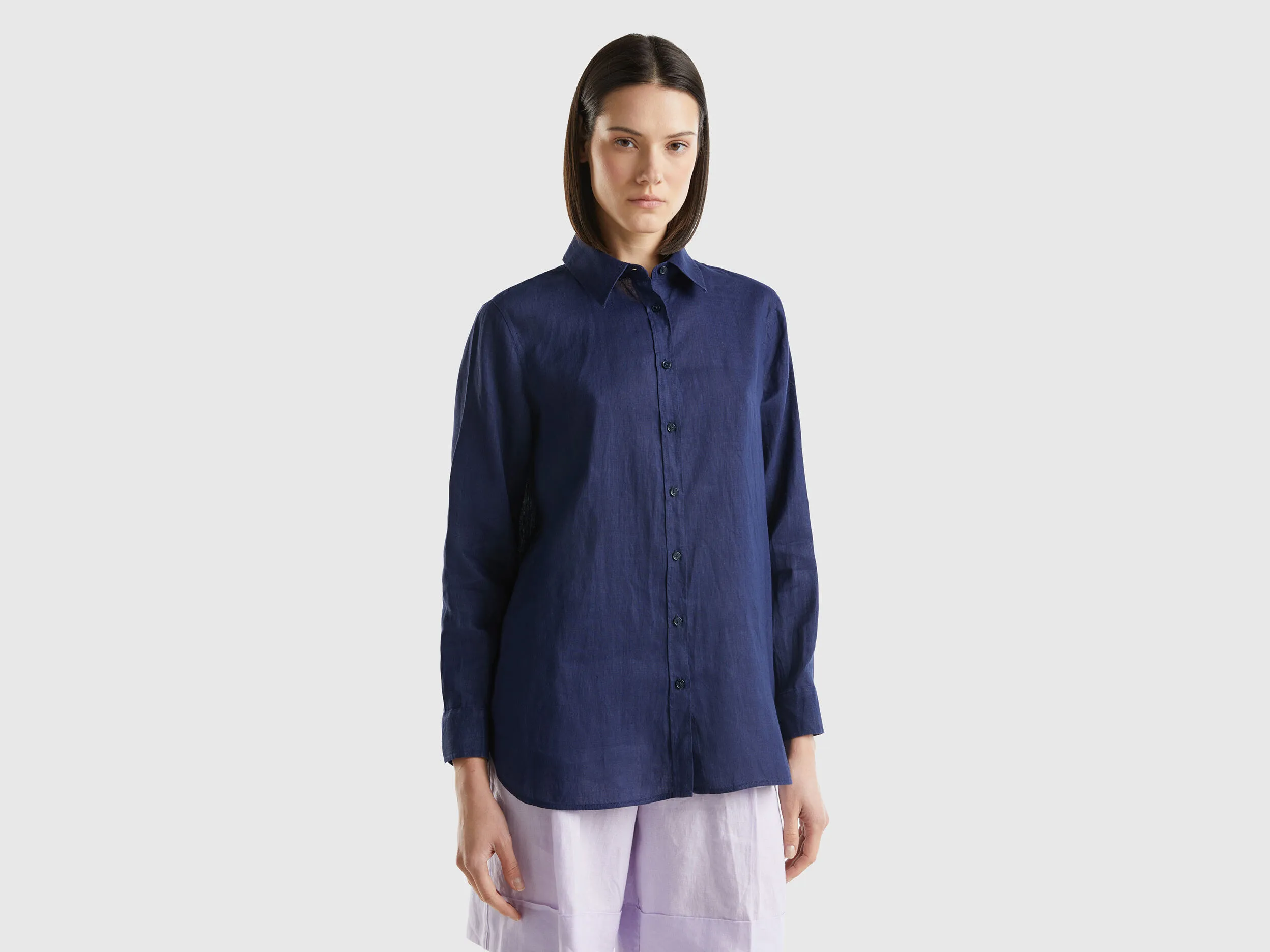 Camisa larga de 100 % lino