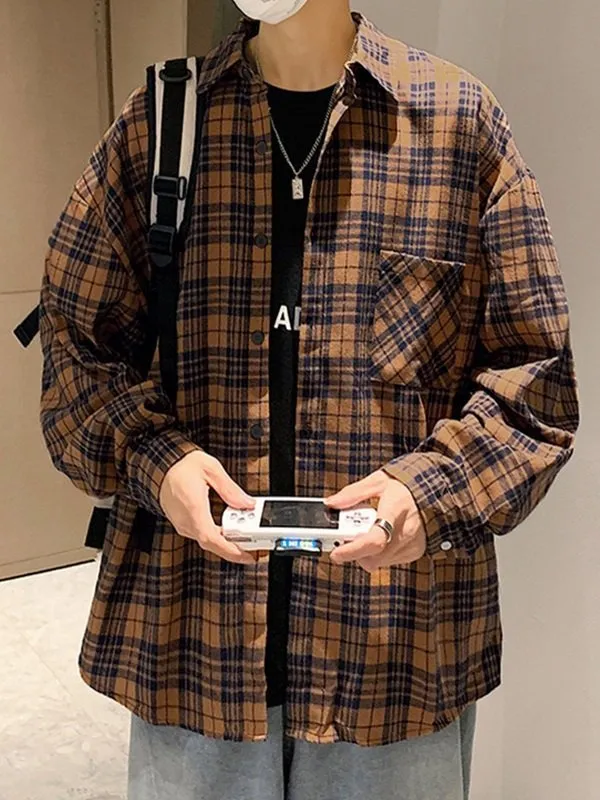 Camisas de manga larga a cuadros para hombre