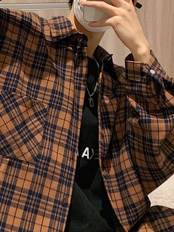 Camisas de manga larga a cuadros para hombre