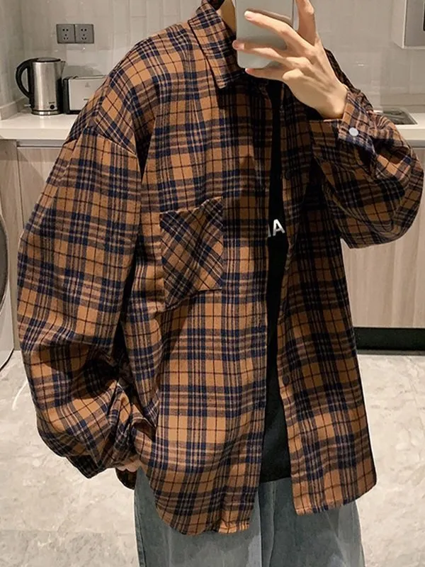 Camisas de manga larga a cuadros para hombre