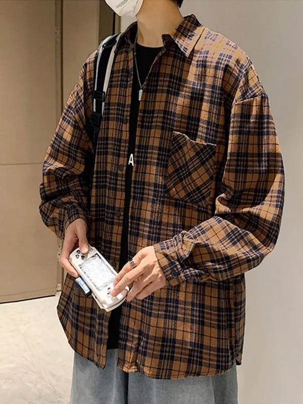 Camisas de manga larga a cuadros para hombre