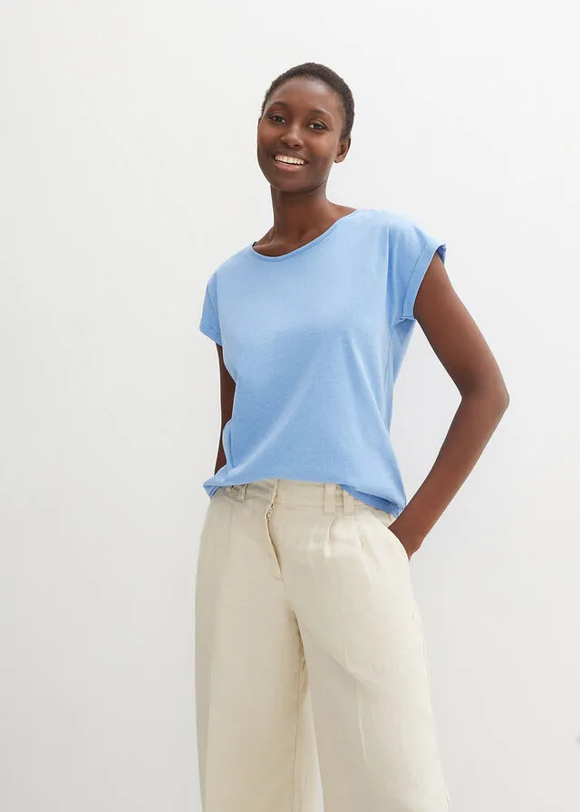 Camiseta con contenido de seda azul provenzal