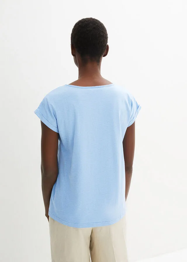 Camiseta con contenido de seda azul provenzal
