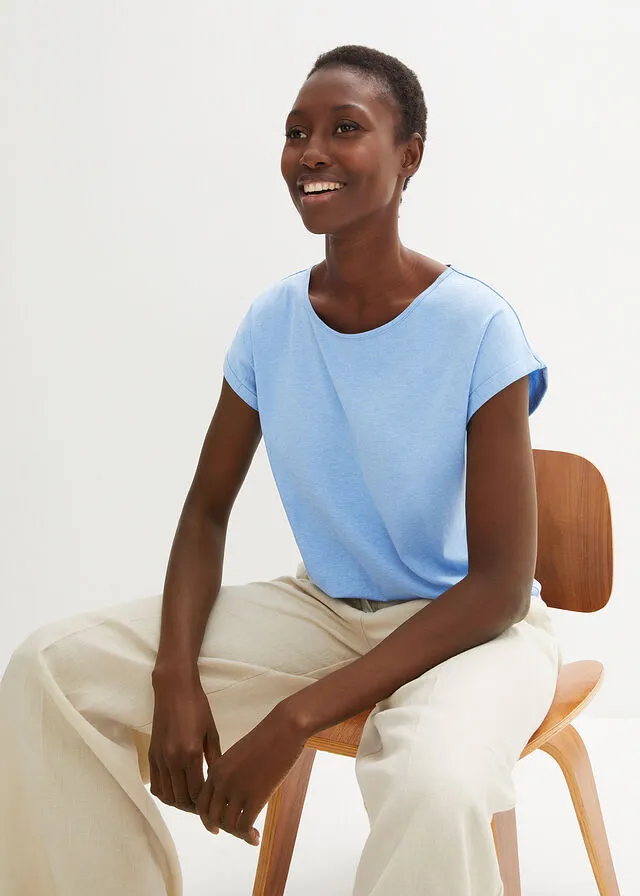 Camiseta con contenido de seda azul provenzal