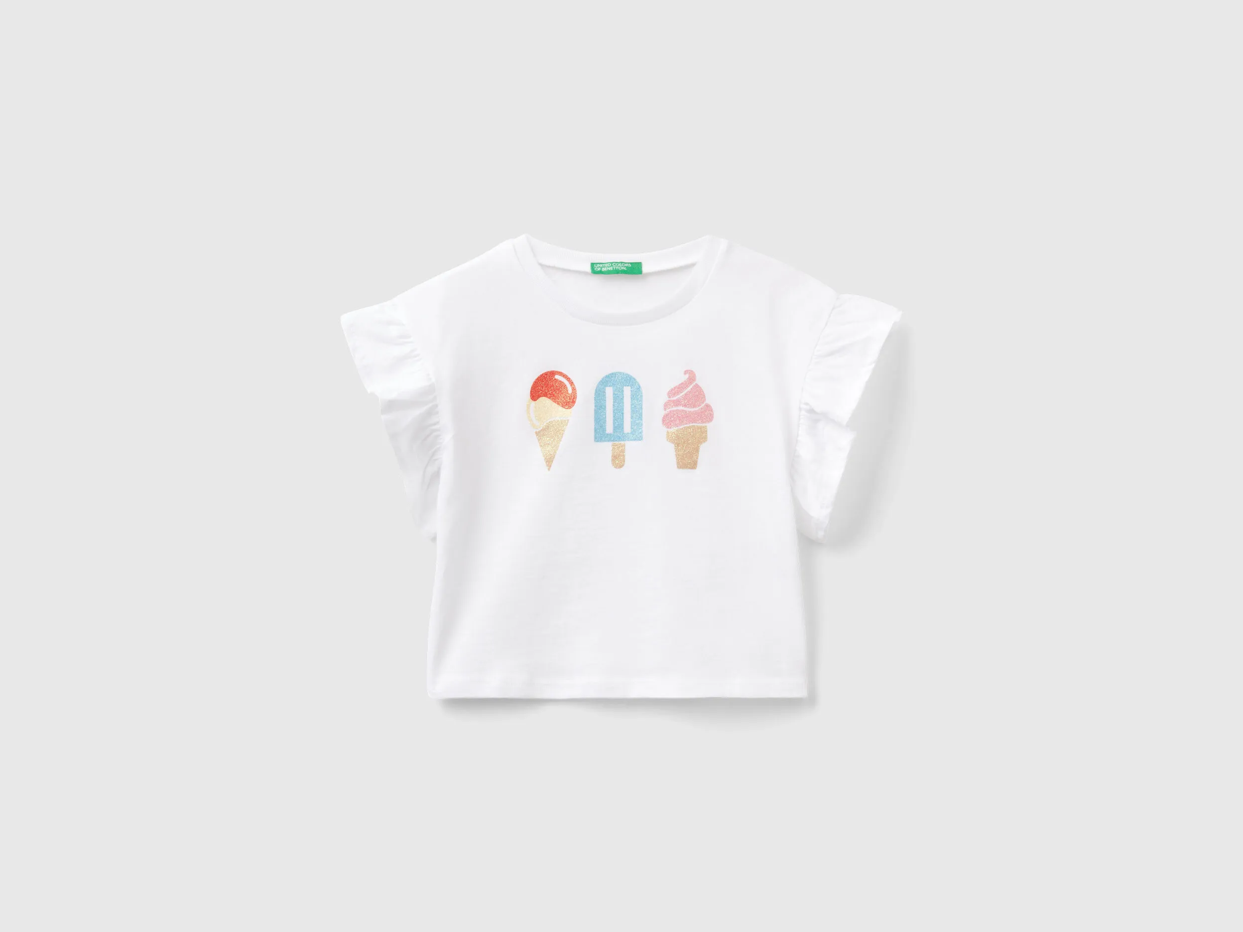Camiseta con estampado de helados y glitter