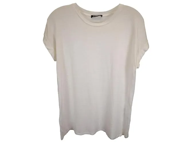 Camiseta de manga enrollada Balmain en algodón marfil Blanco Crudo 