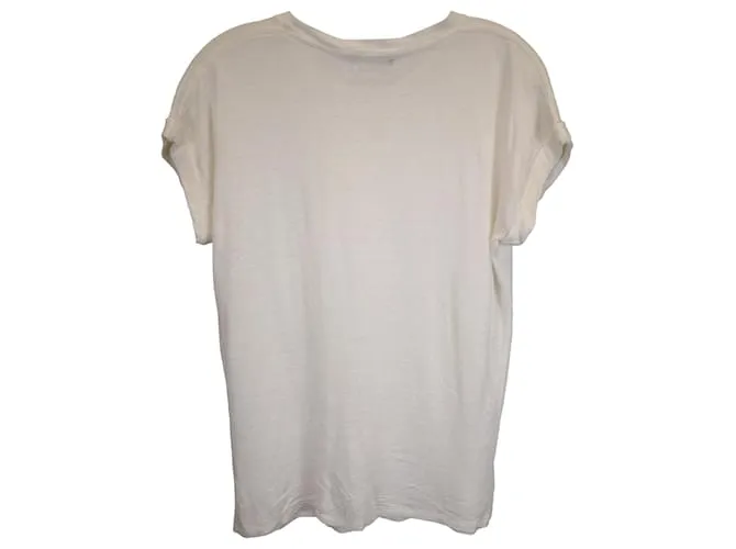 Camiseta de manga enrollada Balmain en algodón marfil Blanco Crudo 