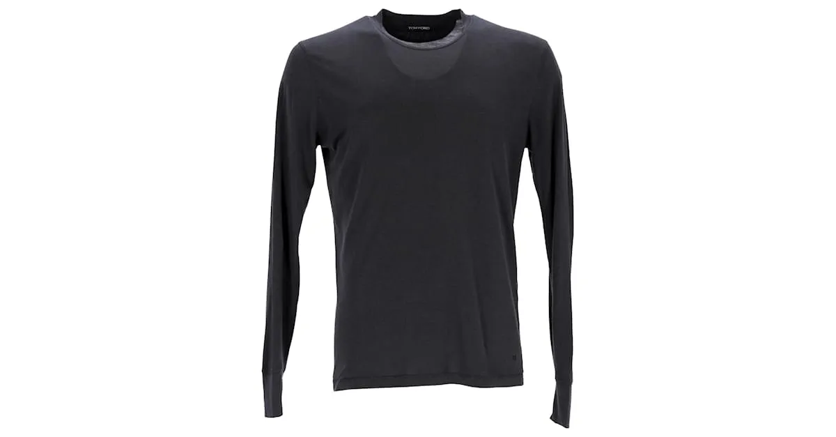 Camiseta de manga larga Tom Ford de lyocell negro 