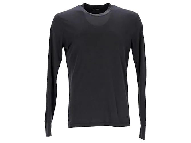 Camiseta de manga larga Tom Ford de lyocell negro 