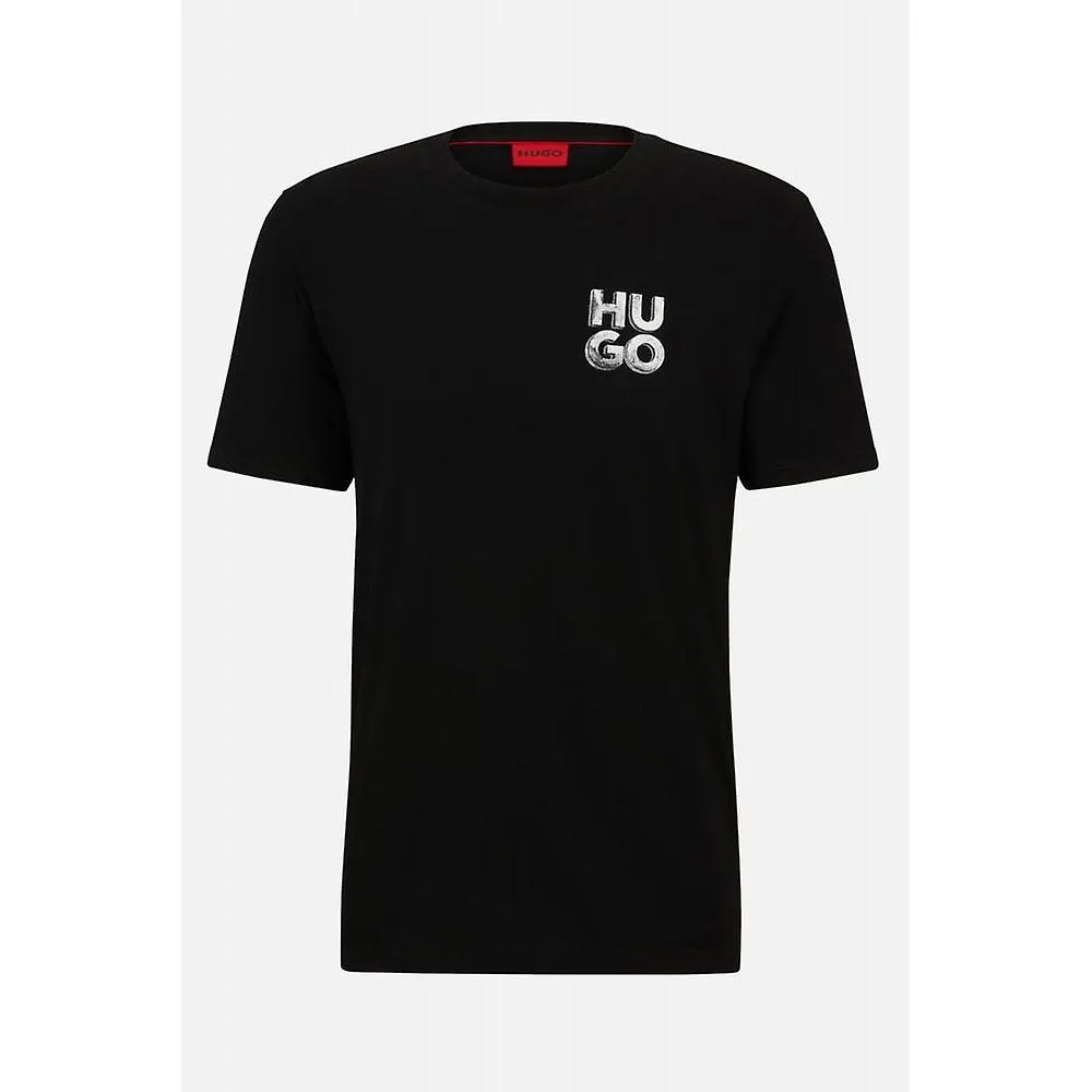 CAMISETA DE MEDIA MANGA HUGO BOSS 50508944 DETZINGTON241 GRAPHIC WASH LOGO PARA HOMBRE  NEGRO