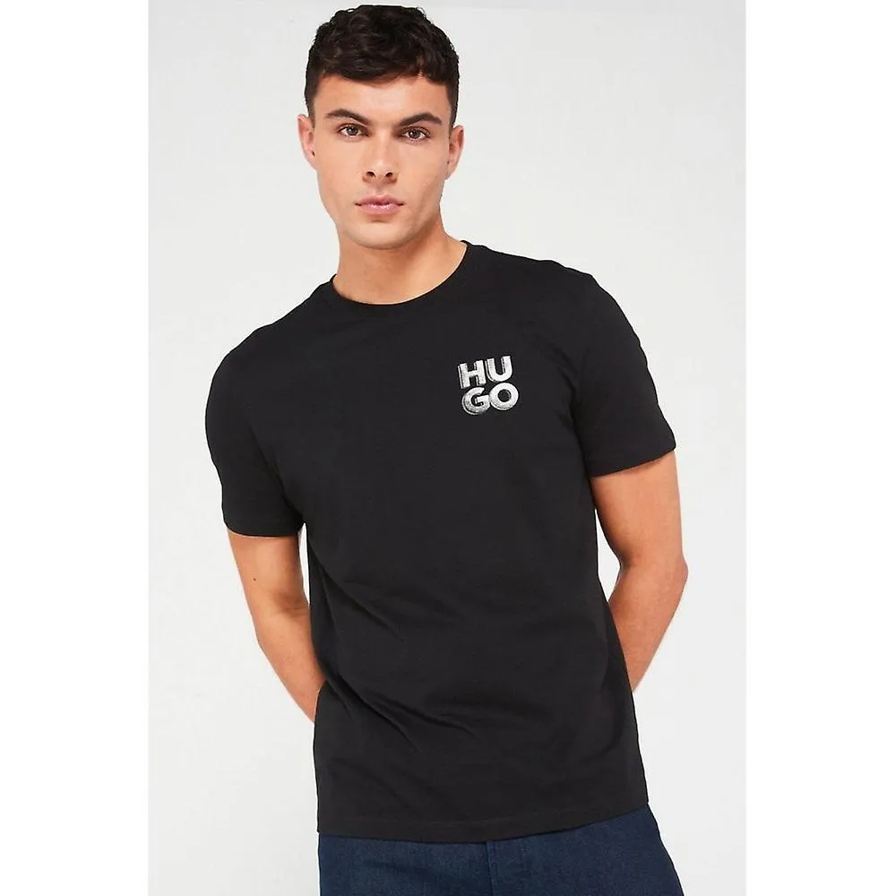 CAMISETA DE MEDIA MANGA HUGO BOSS 50508944 DETZINGTON241 GRAPHIC WASH LOGO PARA HOMBRE  NEGRO