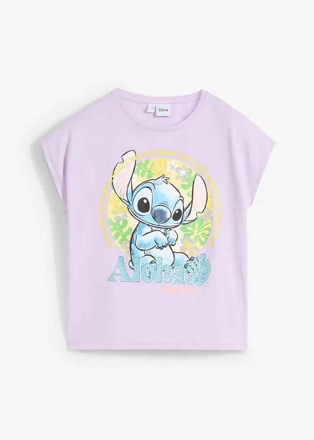 Camiseta de Stitch para niñas de algodón orgánico púrpura