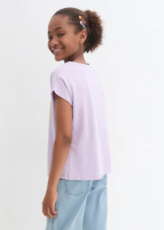 Camiseta de Stitch para niñas de algodón orgánico púrpura
